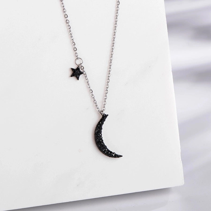 Jewelry Vintage Style Simple Style Star Moon 304 Stainless Steel Gold Plated Star Pendant Necklace