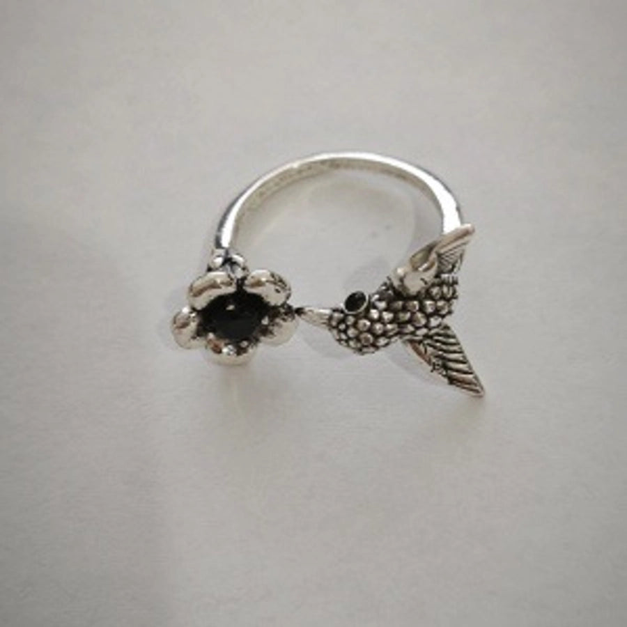 Jewelry Casual Retro Simple Style Floral Hummingbird Copper Open Rings