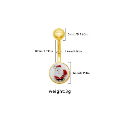 1 Piece Belly Rings Punk Simple Style Artistic Maple Leaf Rose 316 Stainless Steel  Alloy Epoxy Acrylic Rhinestones 18K Gold Plated