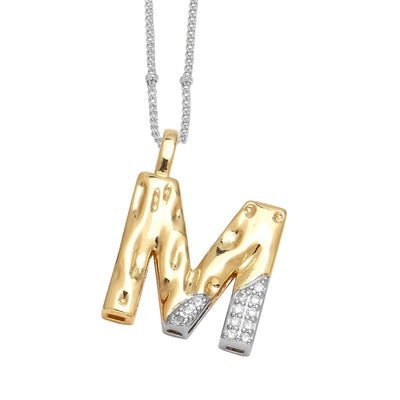 Jewelry Modern Style Simple Style letter 201 Stainless Steel Copper Zircon 18K Gold Plated Mixed Metal Inlay Pendant Necklace