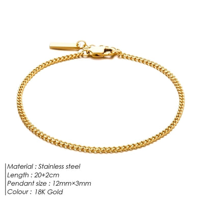 Hip-Hop Basic Simple Style Geometric 304 Stainless Steel 18K Gold Plated White Gold Plated Bracelets In Bulk