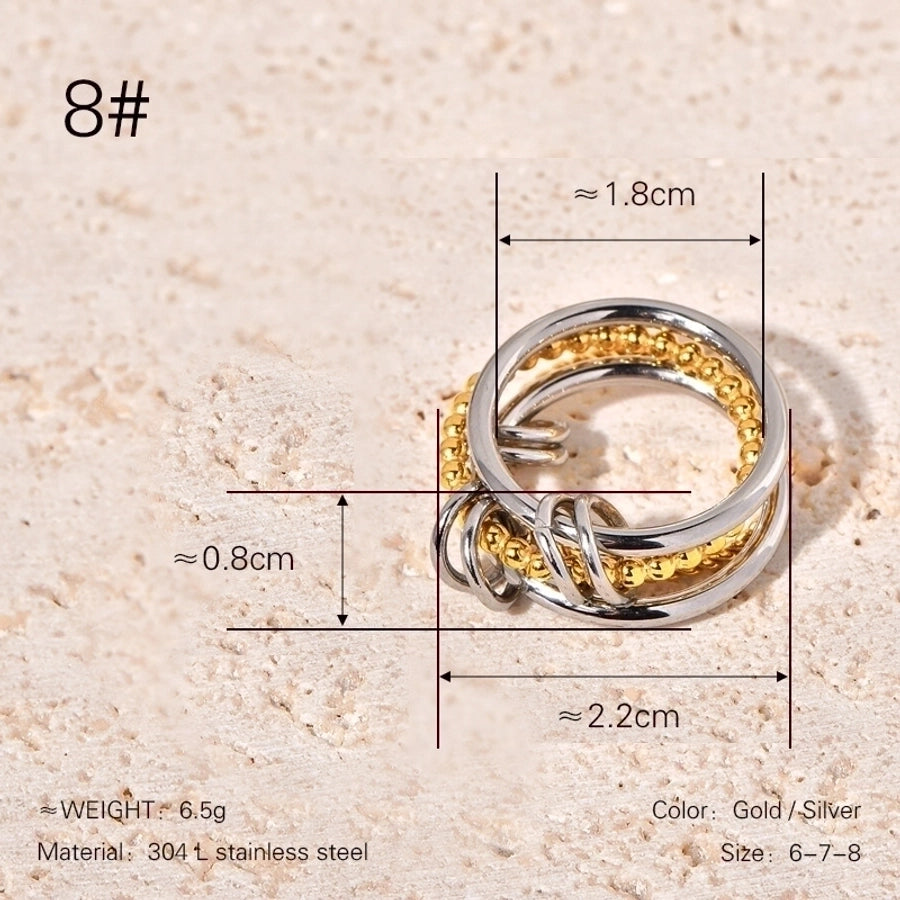 Jewelry Artistic Twist 304 Stainless Steel Titanium Steel 18K Gold Plated Layered Braid Rings