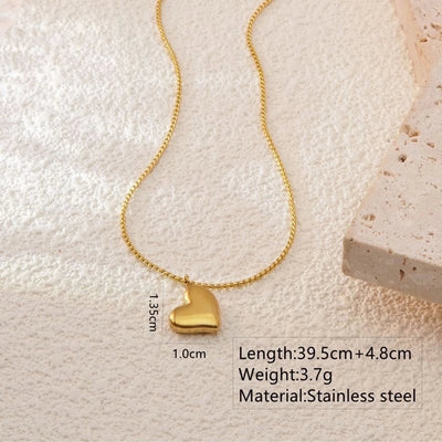 Jewelry Basic Sweet Classic Style Heart Shape 304 Stainless Steel 18K Gold Plated Plating Pendant Necklace
