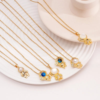 Jewelry Cute IG Style Astronaut Starry Sky 304 Stainless Steel Copper Necklace