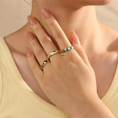 Jewelry Cute Pentagram Copper Enamel Open Rings