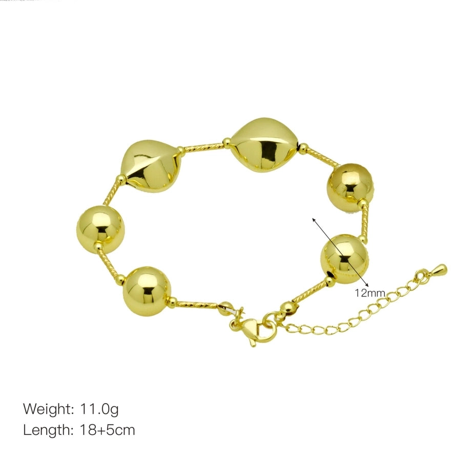 Copper 18K Gold Plated Plating Geometric Solid Color Bracelets