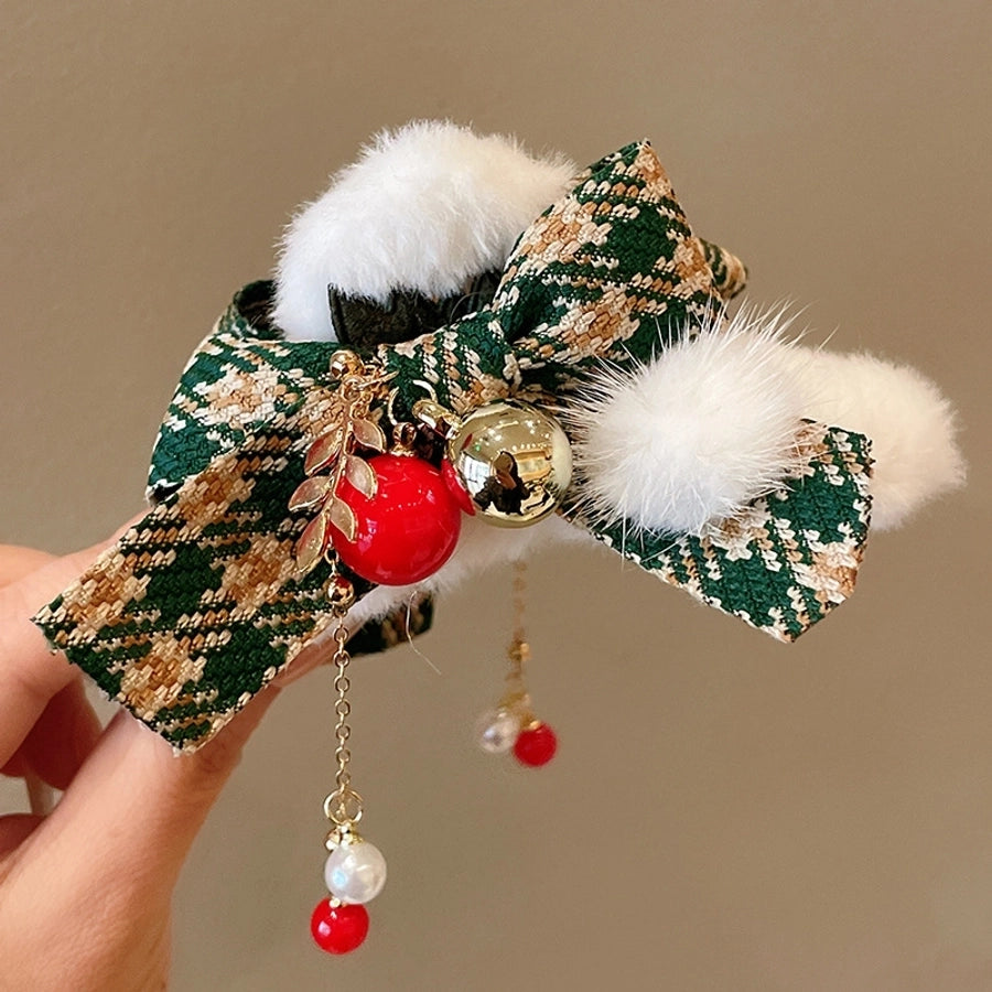 Christmas Casual Simple Style Streetwear Women's Bow Knot Arylic Alloy Hair Claws