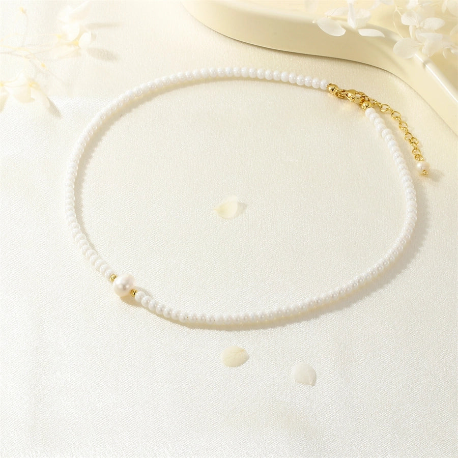 Jewelry Lady Classic Style Circle Glass Copper Necklace