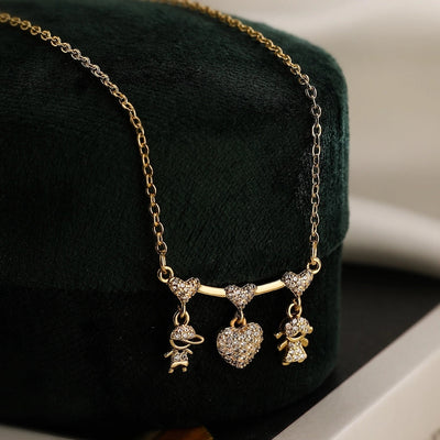 Jewelry Modern Style Simple Style Classic Style Girl Heart Shape Boy Copper Pendant Necklace