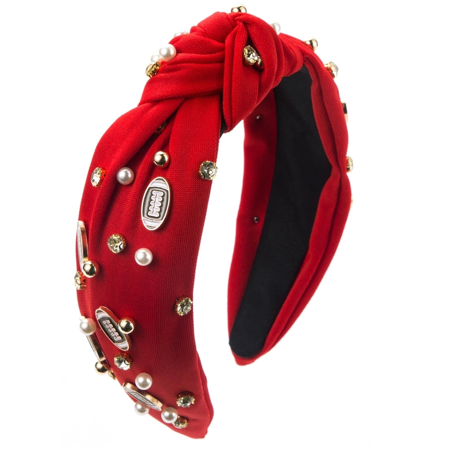 Women's Casual Baroque Style Rugby Knot Alloy Cloth Inlay Rhinestones Pearl Hair Band