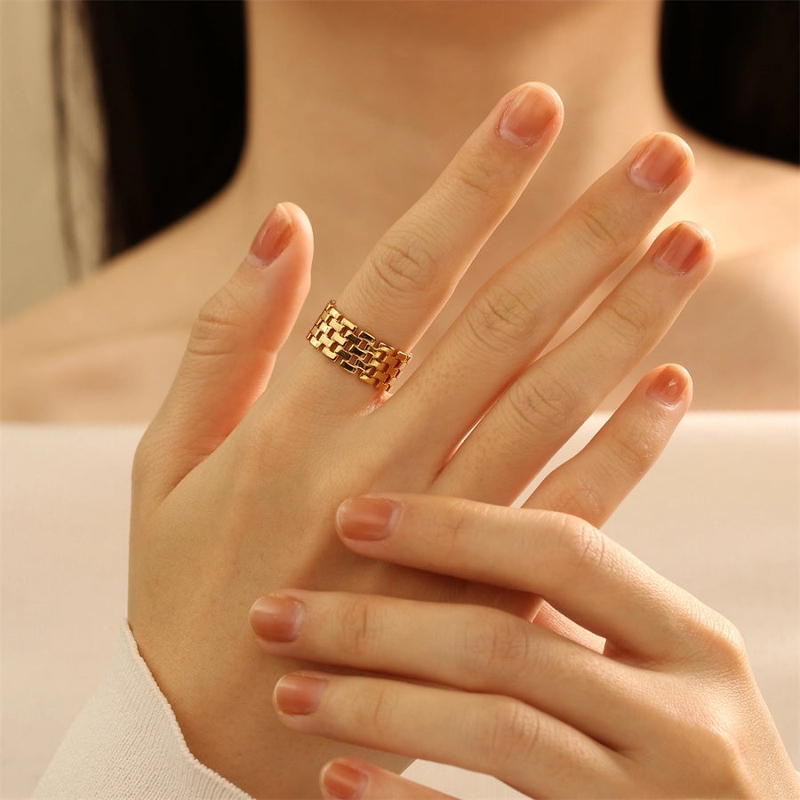 Copper Geometric Solid Color Open Rings