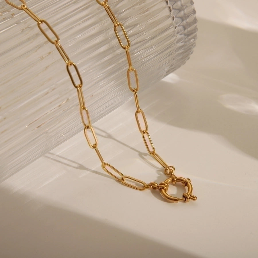 Jewelry Casual Basic Commute Solid Color 304 Stainless Steel 18K Gold Plated Pendant Necklace