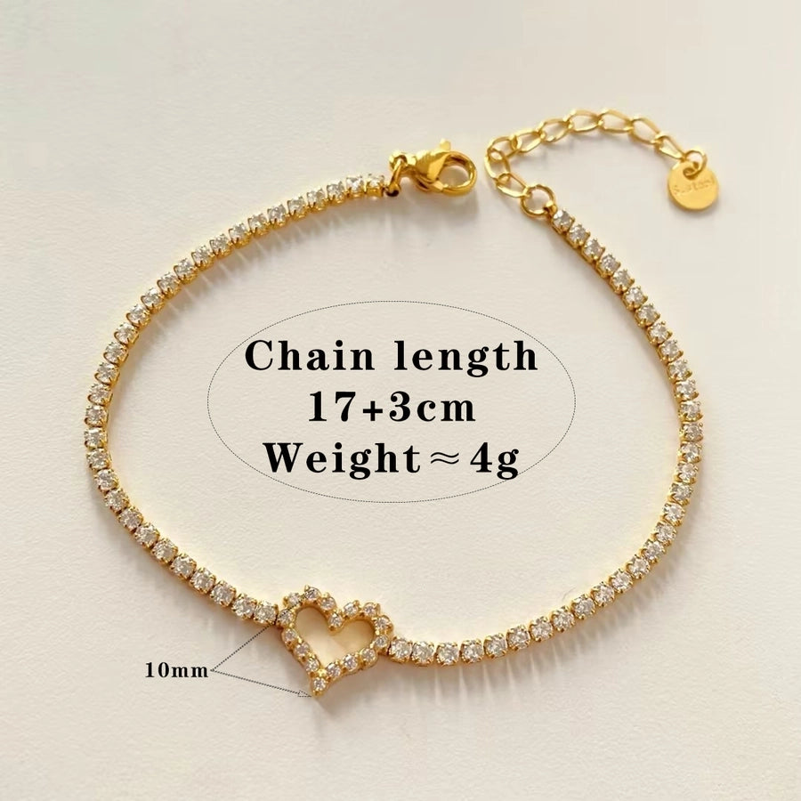 Casual Elegant Heart Shape 304 Stainless Steel 16K Gold Plated White Gold Plated Bracelets Bangle In Bulk