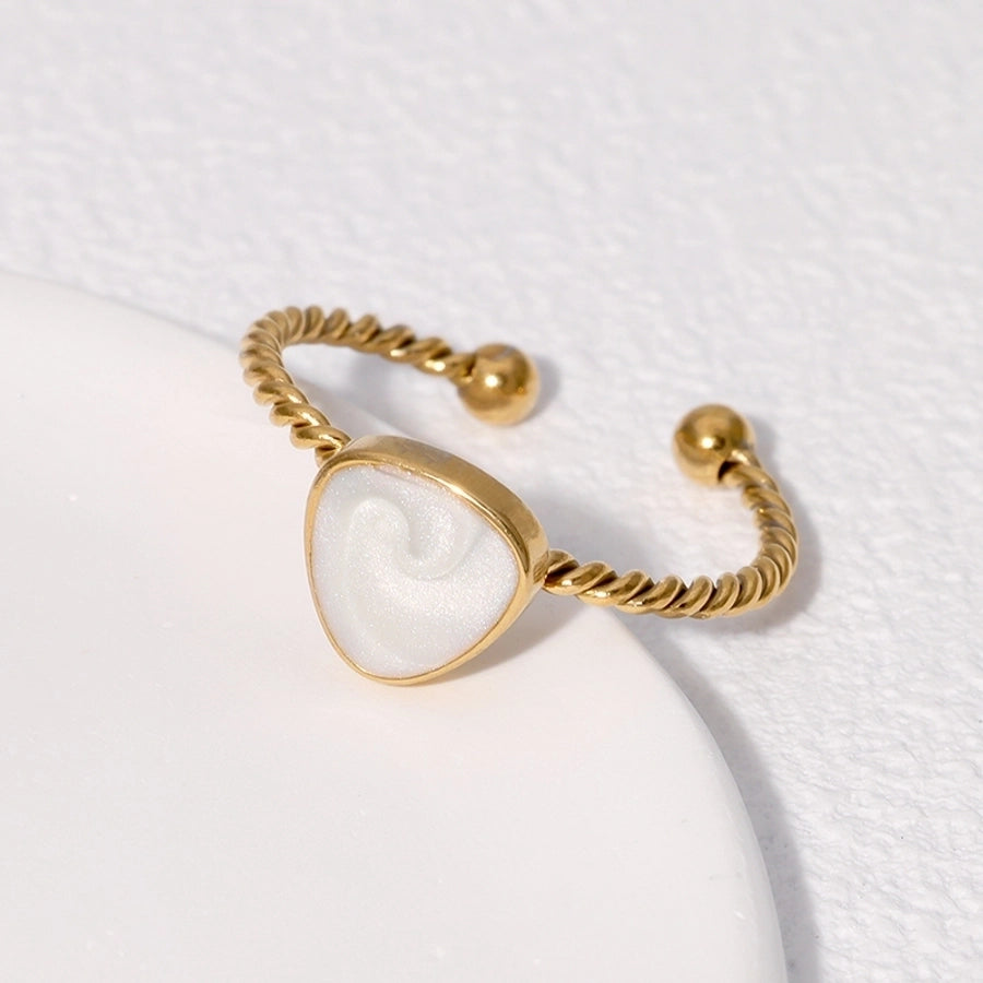 Jewelry French Style Classic Style IG Style Geometric 304 Stainless Steel 18K Gold Plated Enamel Stainless Steel Rings