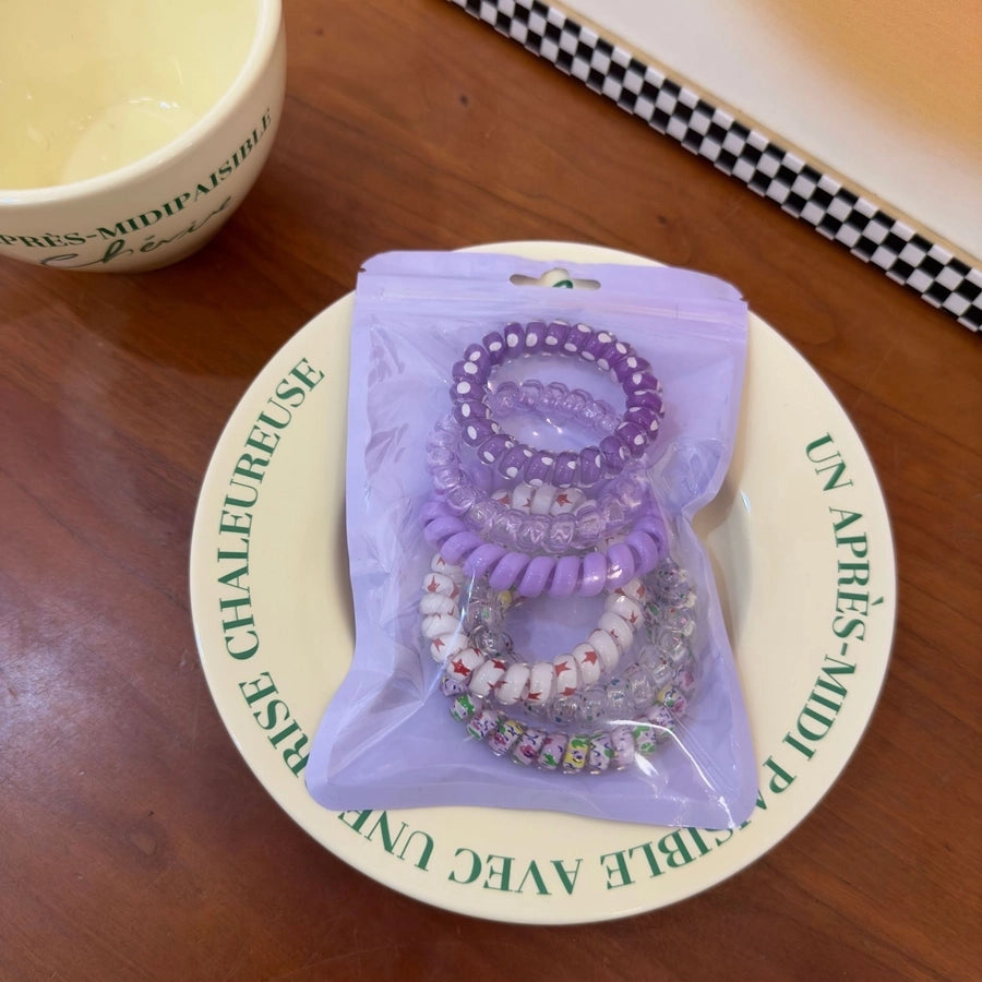 simple style solid color plastic resin knitting hair tie