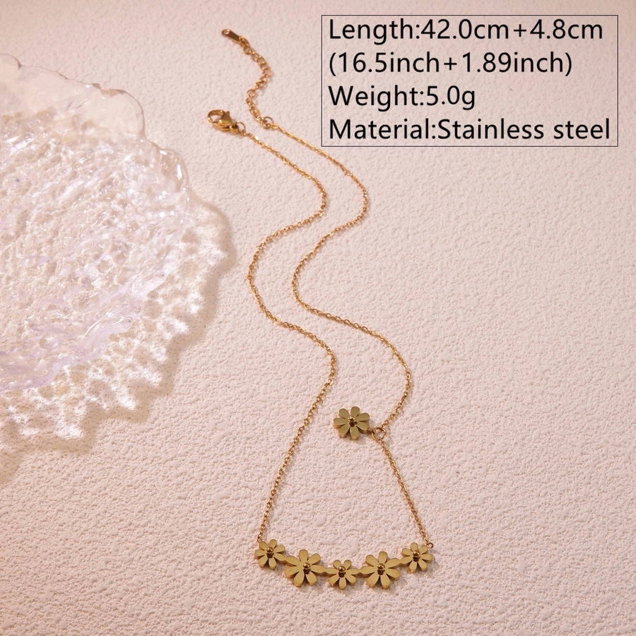 Jewelry Princess Sweet Simple Style Flower 304 Stainless Steel 18K Gold Plated Plating Jewelry Set