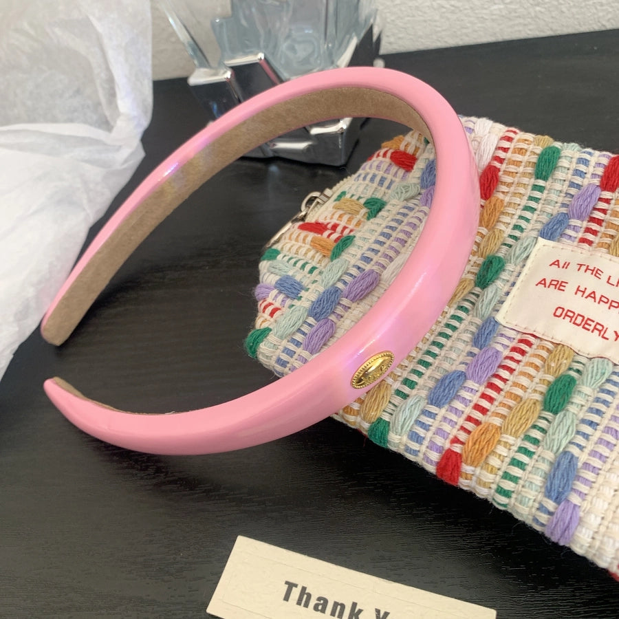 Women's Elegant Simple Style Solid Color Leather Hair Band