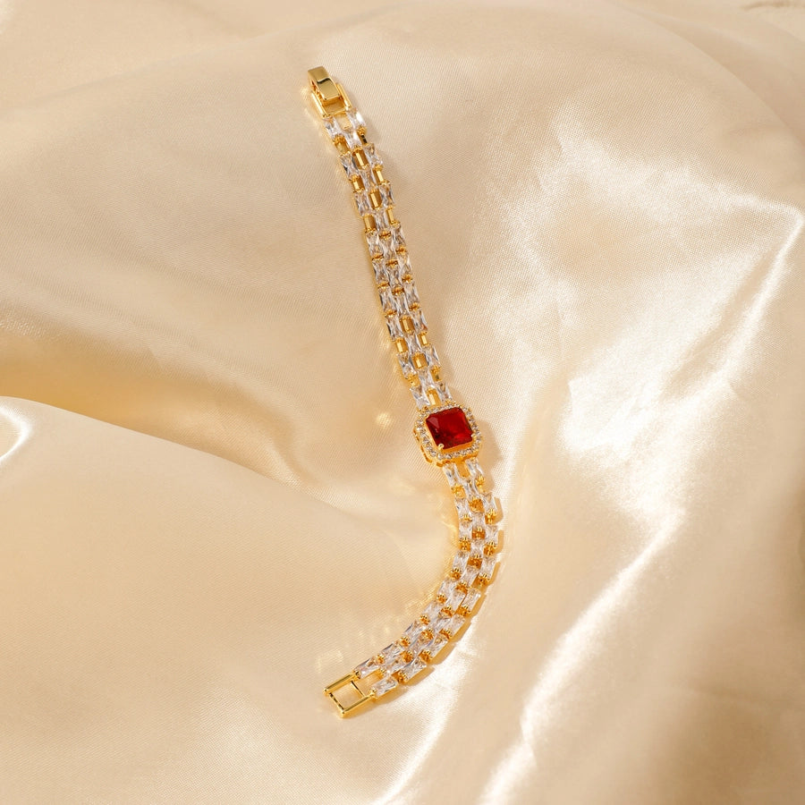 Copper K Gold Plated Inlay Water Droplets Zircon Bracelets