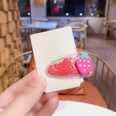 kid's cute cartoon fruit alloy rubber sequins hair clip