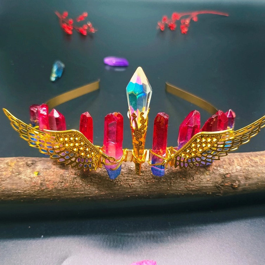 retro crown natural crystal hair band