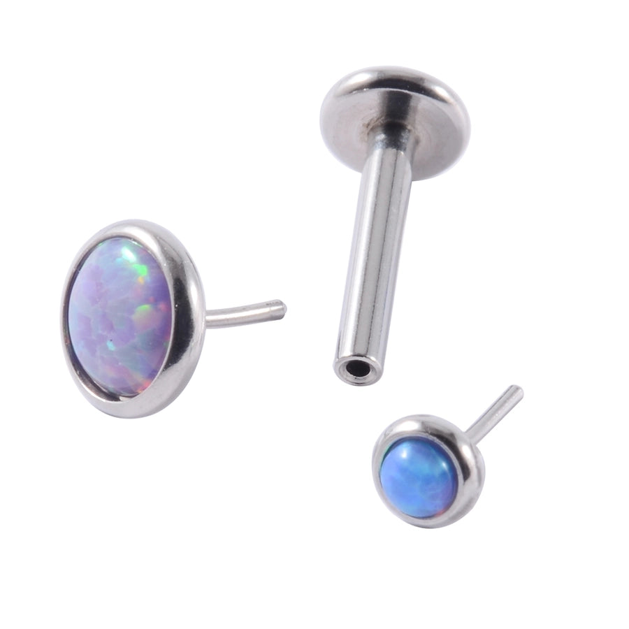 1 Piece Lip Rings Casual Hawaiian Tropical Round 304 Stainless Steel Opal Titanium Alloy Polishing Inlay Gem Opal Lip Rings Ear Cartilage Rings & Studs