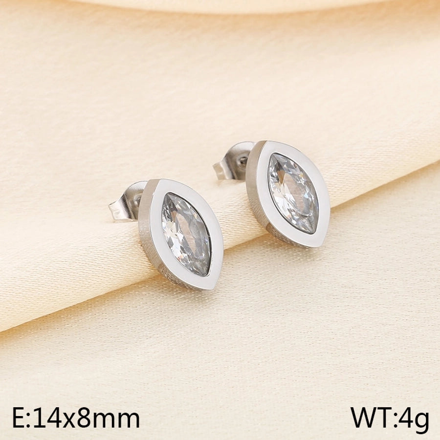 1 Pair Vintage Style Water Droplets Hollow Out Inlay 304 Stainless Steel Zircon 18K Gold Plated Ear Studs