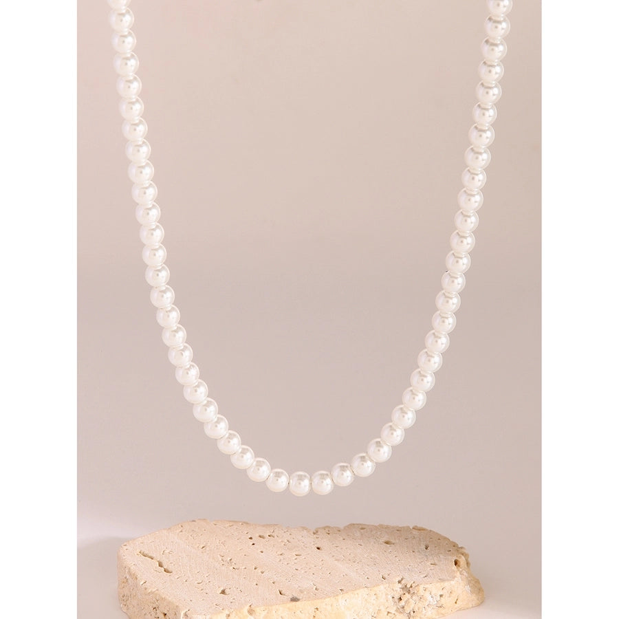 Jewelry Simple Style Classic Style Round 304 Stainless Steel Glass Pearl Beaded Necklace