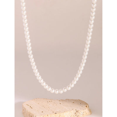 Jewelry Simple Style Classic Style Round 304 Stainless Steel Glass Pearl Beaded Necklace