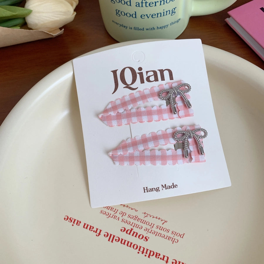 Women's Sweet Bow Knot Cloth Inlay Rhinestones Hair Clip Hair Tie