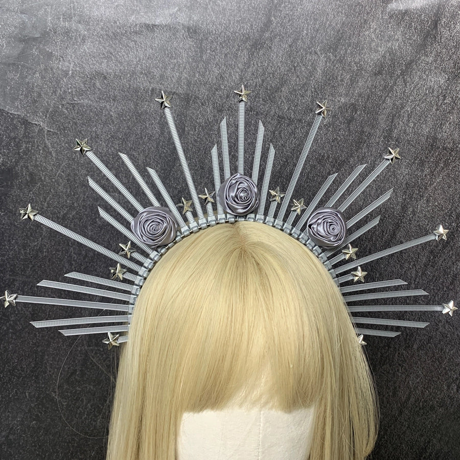 retro star crown flower plastic resin hair band
