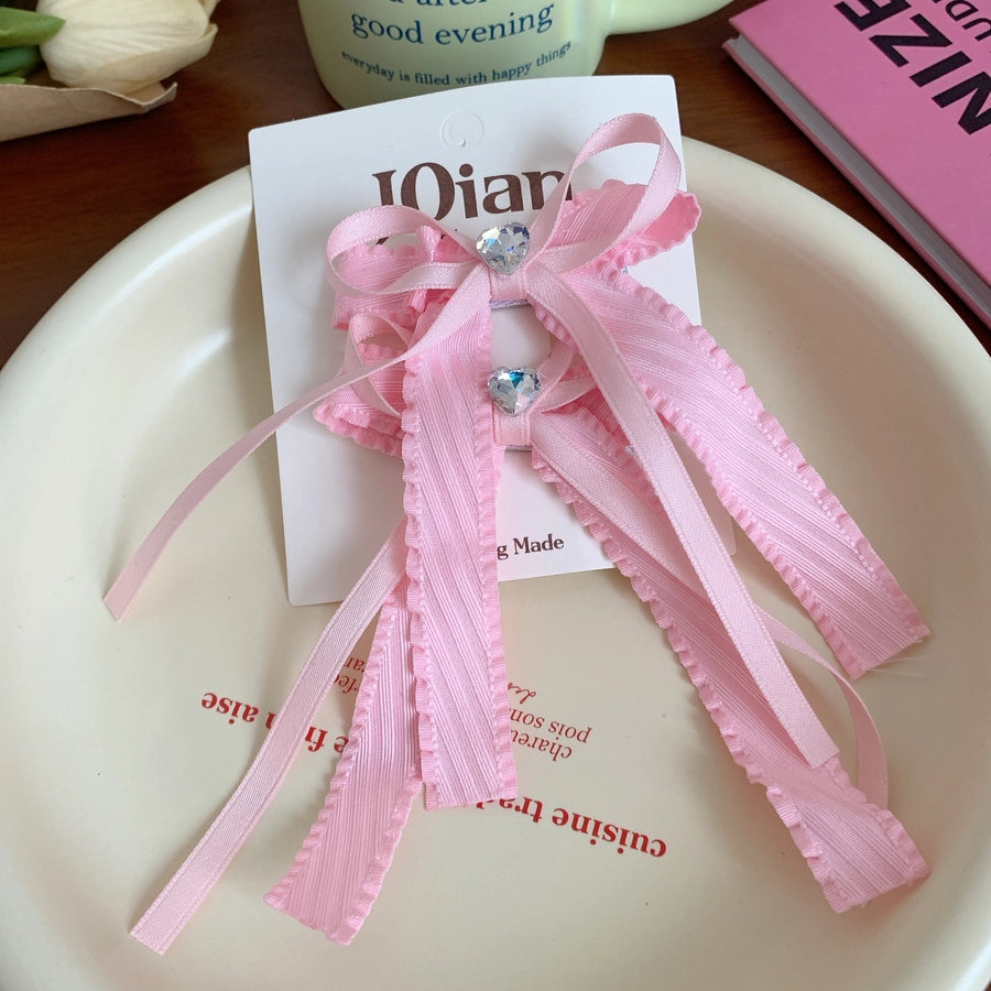 Women's Sweet Bow Knot Cloth Inlay Rhinestones Hair Clip Hair Tie