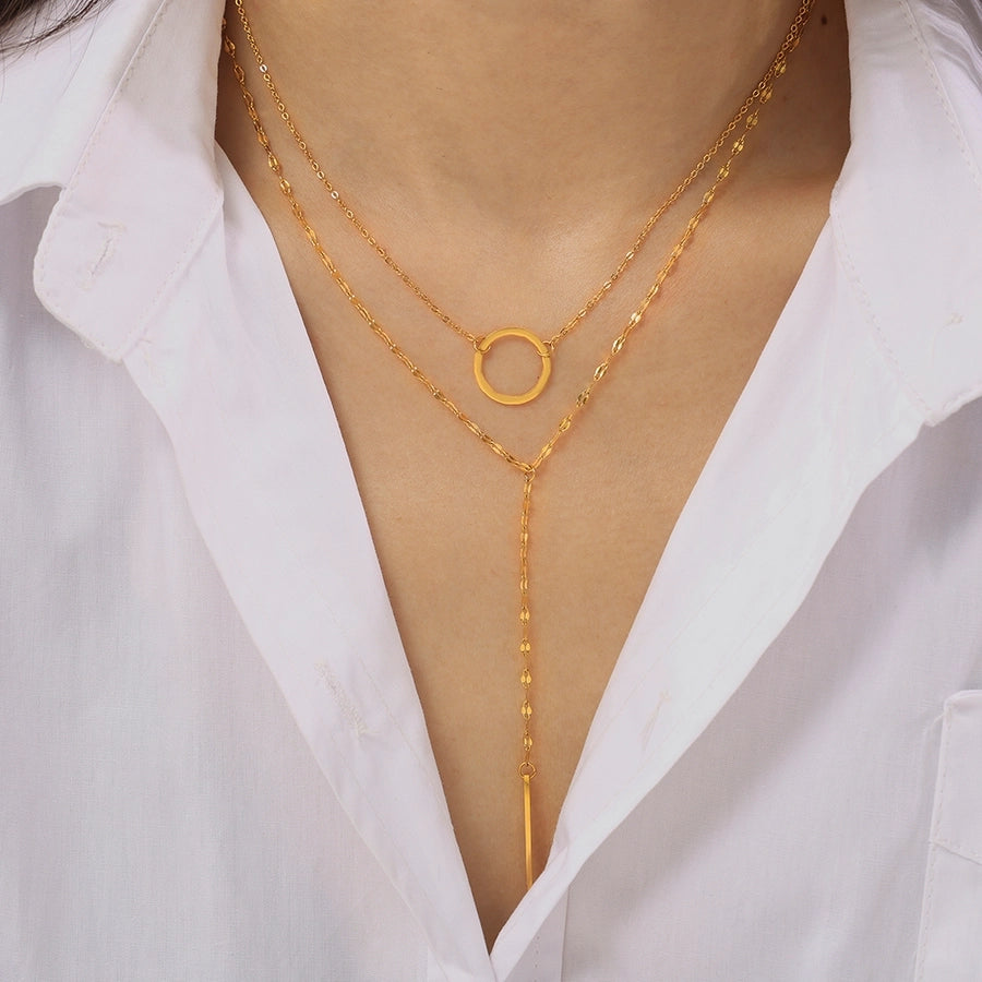 Jewelry Exaggerated Vacation Simple Style Circle Titanium Steel Pendant Necklace Necklace