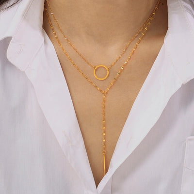 Jewelry Exaggerated Vacation Simple Style Circle Titanium Steel Pendant Necklace Necklace