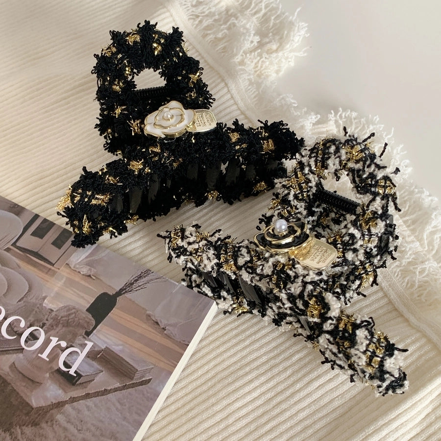 women's princess cute sweet flower plastic cloth inlaid pearls hair claws