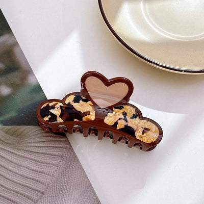 Women's Retro Geometric Heart Shape Acetic acid sheets Hair Claws