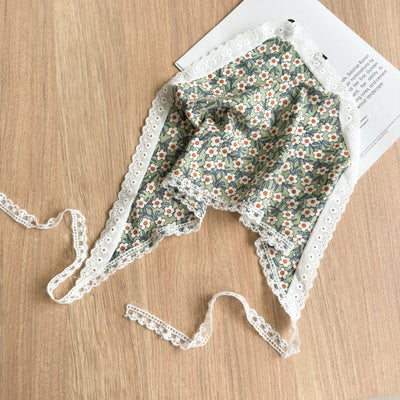 Three-State New Fresh Lace Edge Triangular Binder Small Floral Daisy Headcloth Long Summer Outing Hair Accessories