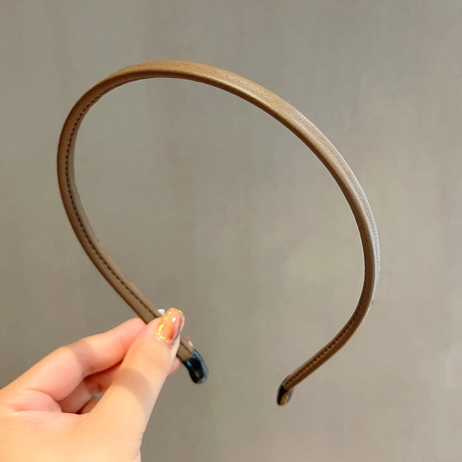 korean solid color leather hair band