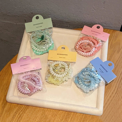 cute sweet pastoral flower rubber gauze hair tie