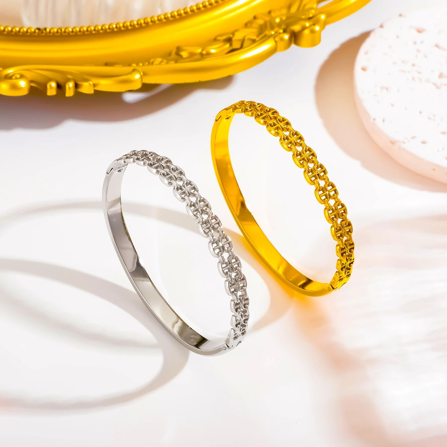 Vintage Style Simple Style Streetwear Geometric 304 Stainless Steel Bangle In Bulk