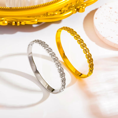 Vintage Style Simple Style Streetwear Geometric 304 Stainless Steel Bangle In Bulk