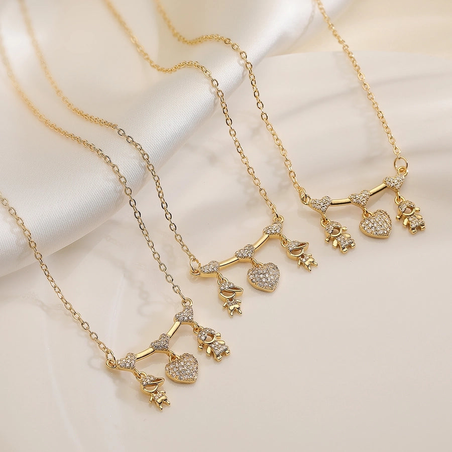 Jewelry Modern Style Simple Style Classic Style Girl Heart Shape Boy Copper Pendant Necklace