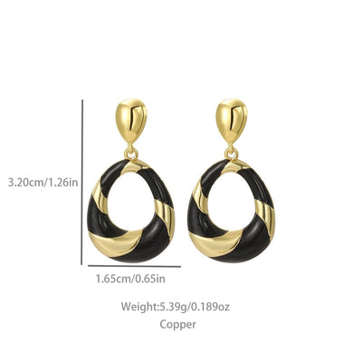 1 Pair Modern Style Simple Style Classic Style Geometric Oval Epoxy Plating Copper 18K Gold Plated Drop Earrings