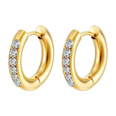 1 Pair Simple Style Solid Color Plating Inlay 304 Stainless Steel Zircon 18K Gold Plated Earrings
