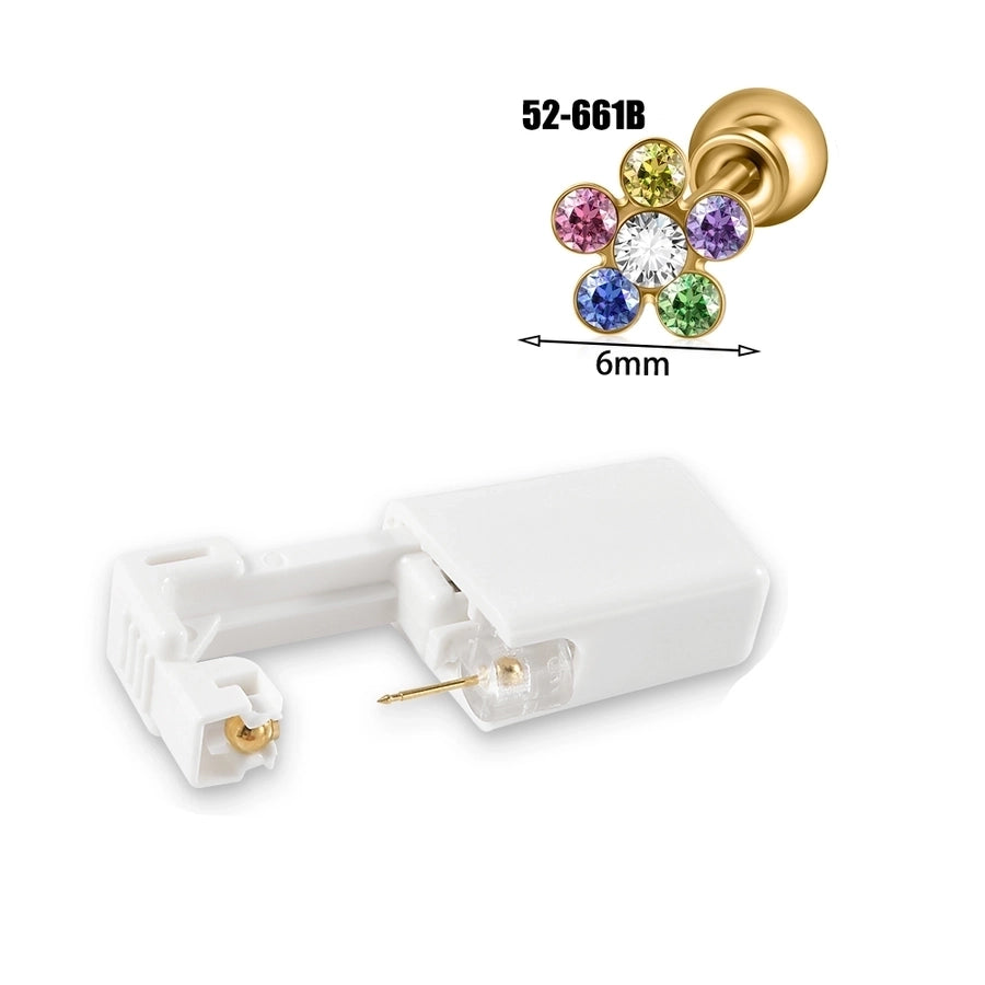 1 Piece Hawaiian Tropical Round Flower Butterfly Inlay 316 Stainless Steel  Zircon 24K Gold Plated Cartilage earrings