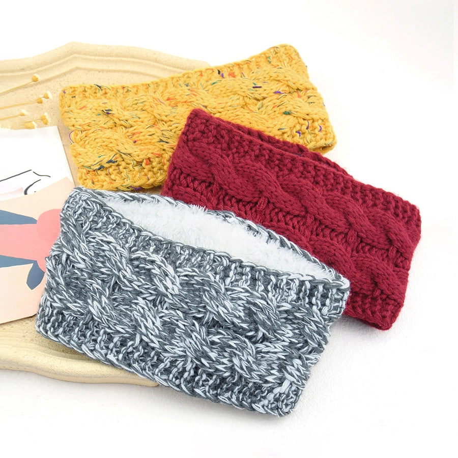 plus velvet knitted hair band wool color dot yarn headband variegated warm hair accessories autumn and winter twist ear protection headband