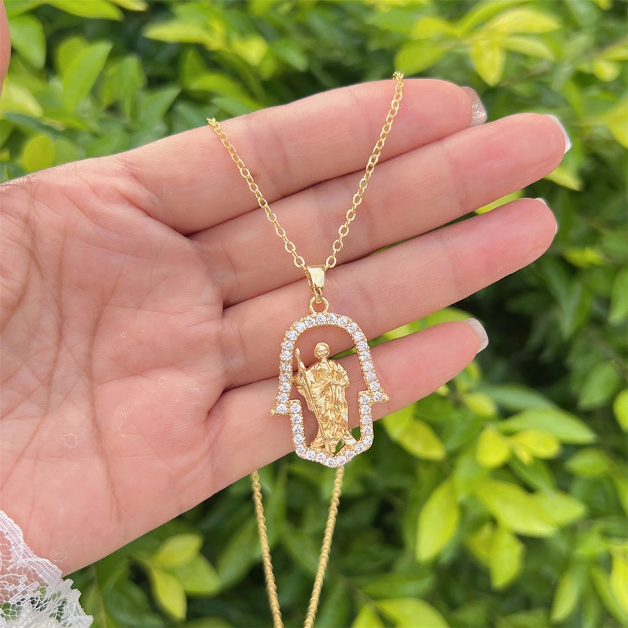 Jewelry Vintage Style Classic Style Human Faith Copper Pendant Necklace