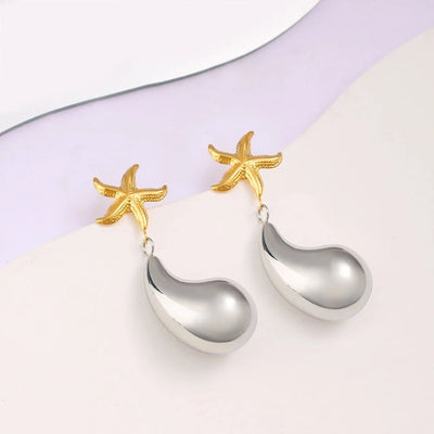 1 Pair Retro Commute Starfish 304 Stainless Steel 316 Stainless Steel  18K Gold Plated Drop Earrings