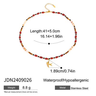 Simple Style Classic Style Swallow 304 Stainless Steel Pendant Necklace In Bulk