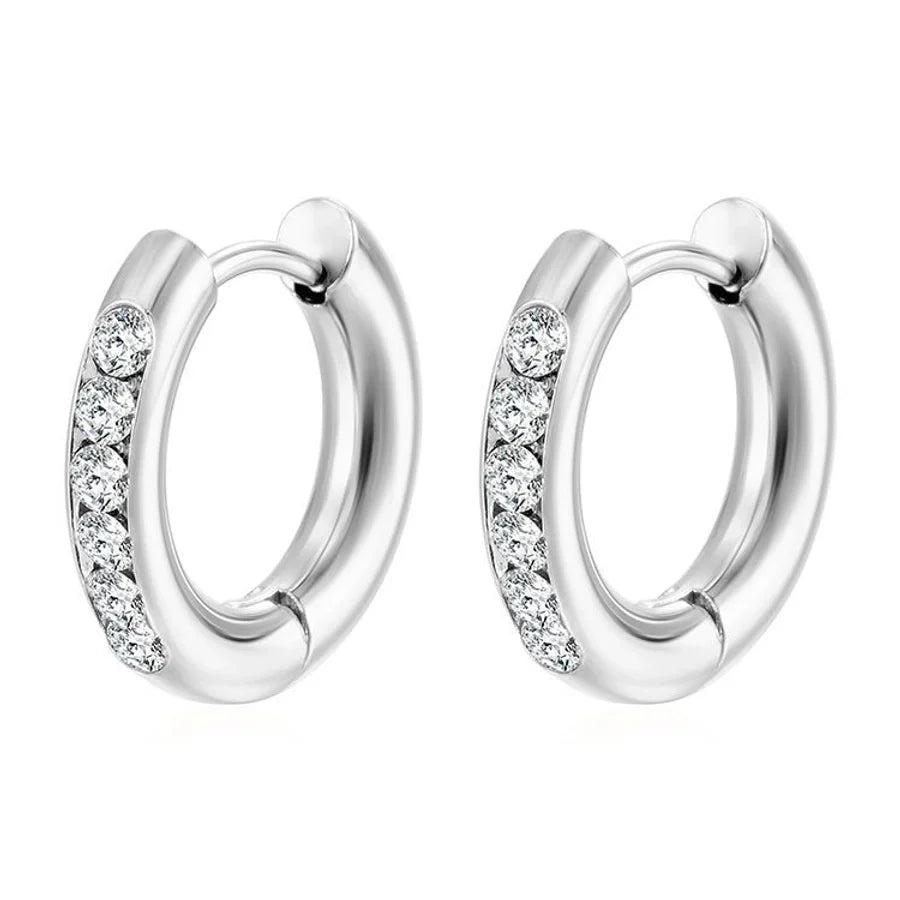 1 Pair Simple Style Solid Color Plating Inlay 304 Stainless Steel Zircon 18K Gold Plated Earrings