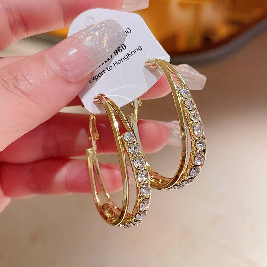 1 Pair Elegant Geometric Solid Color Copper Hoop Earrings